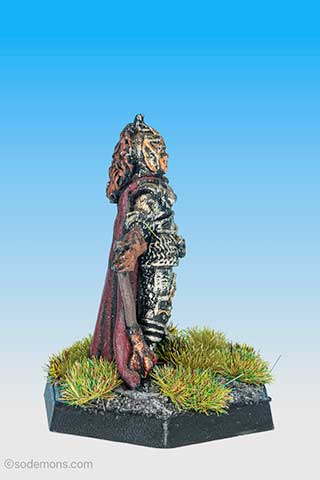Armoured Female Cleric with Cloak and Mace