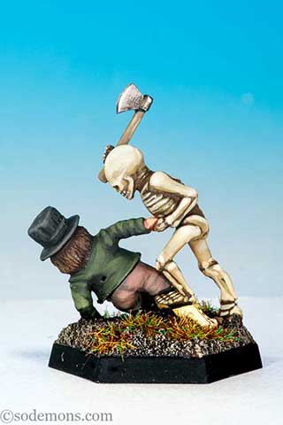 VFW117 Skeleton Attacking Man with Axe